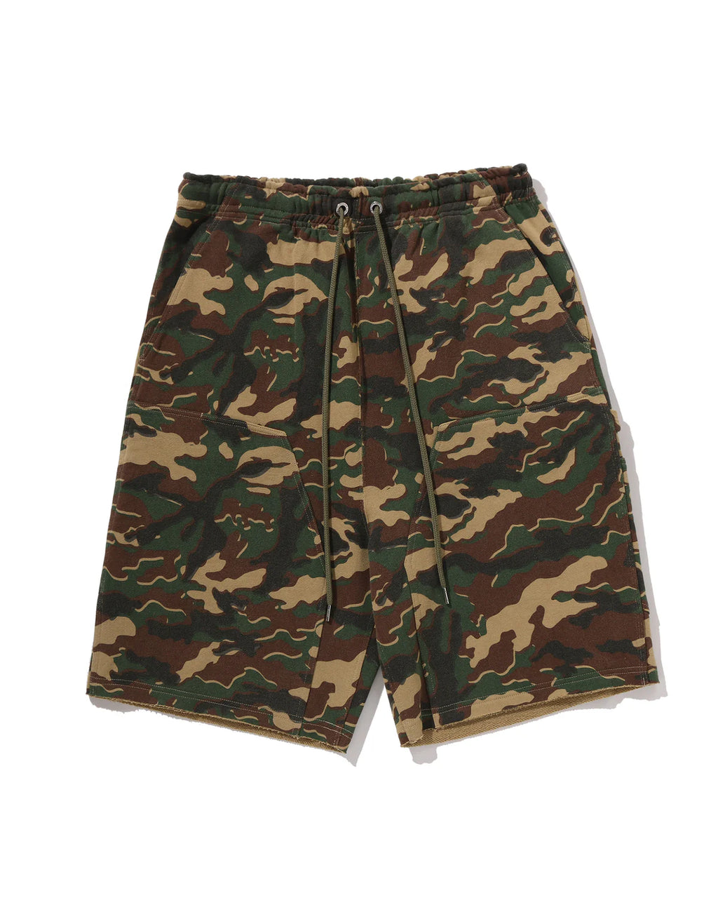 Glitch Woodland Camo Double Knee Relaxed Fit Sweat Shorts