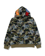 STA Over Print 1st Camo Mesh Shark Cropped Fit Full Zip Hoodie
