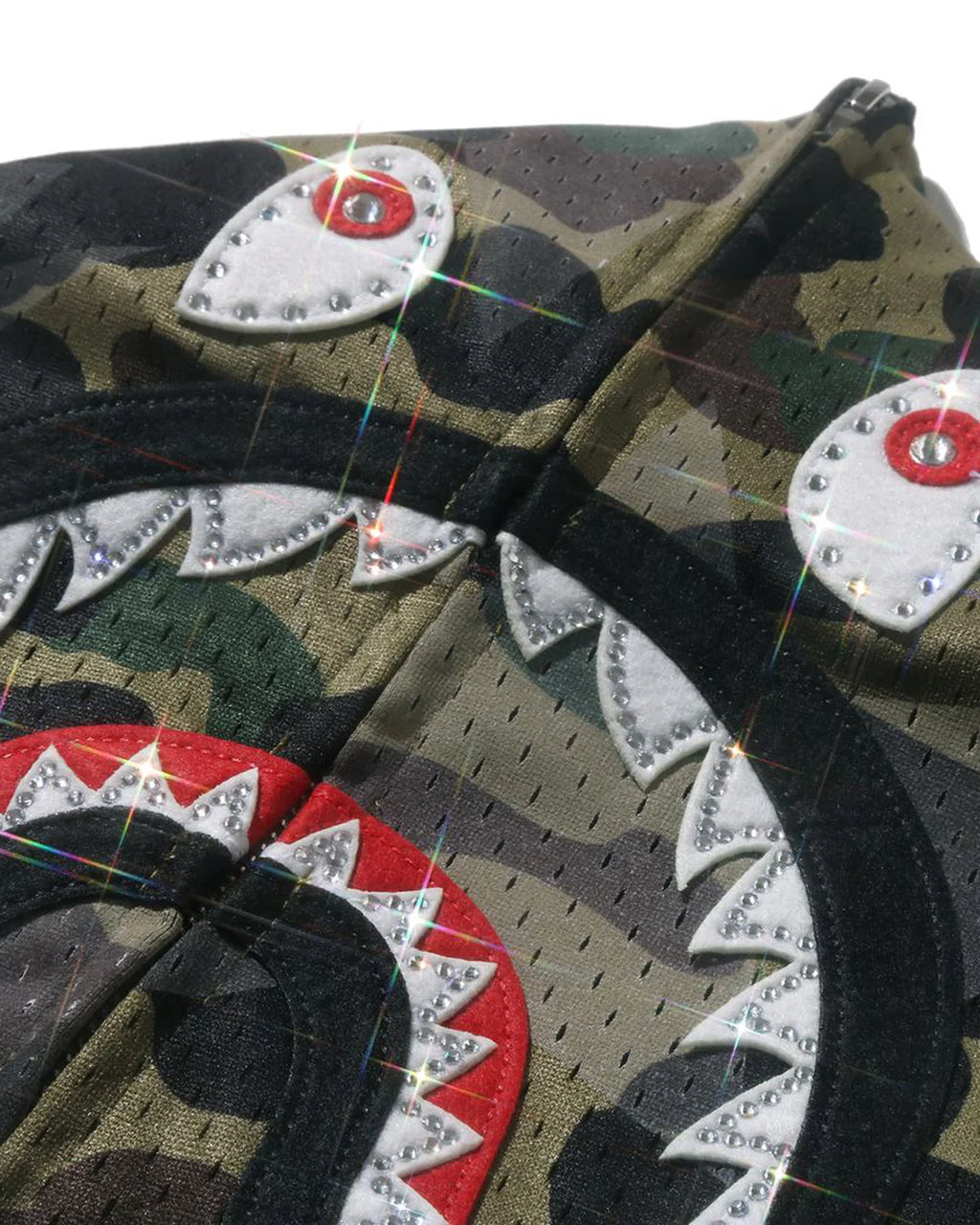 STA Over Print 1st Camo Mesh Shark Cropped Fit Full Zip Hoodie