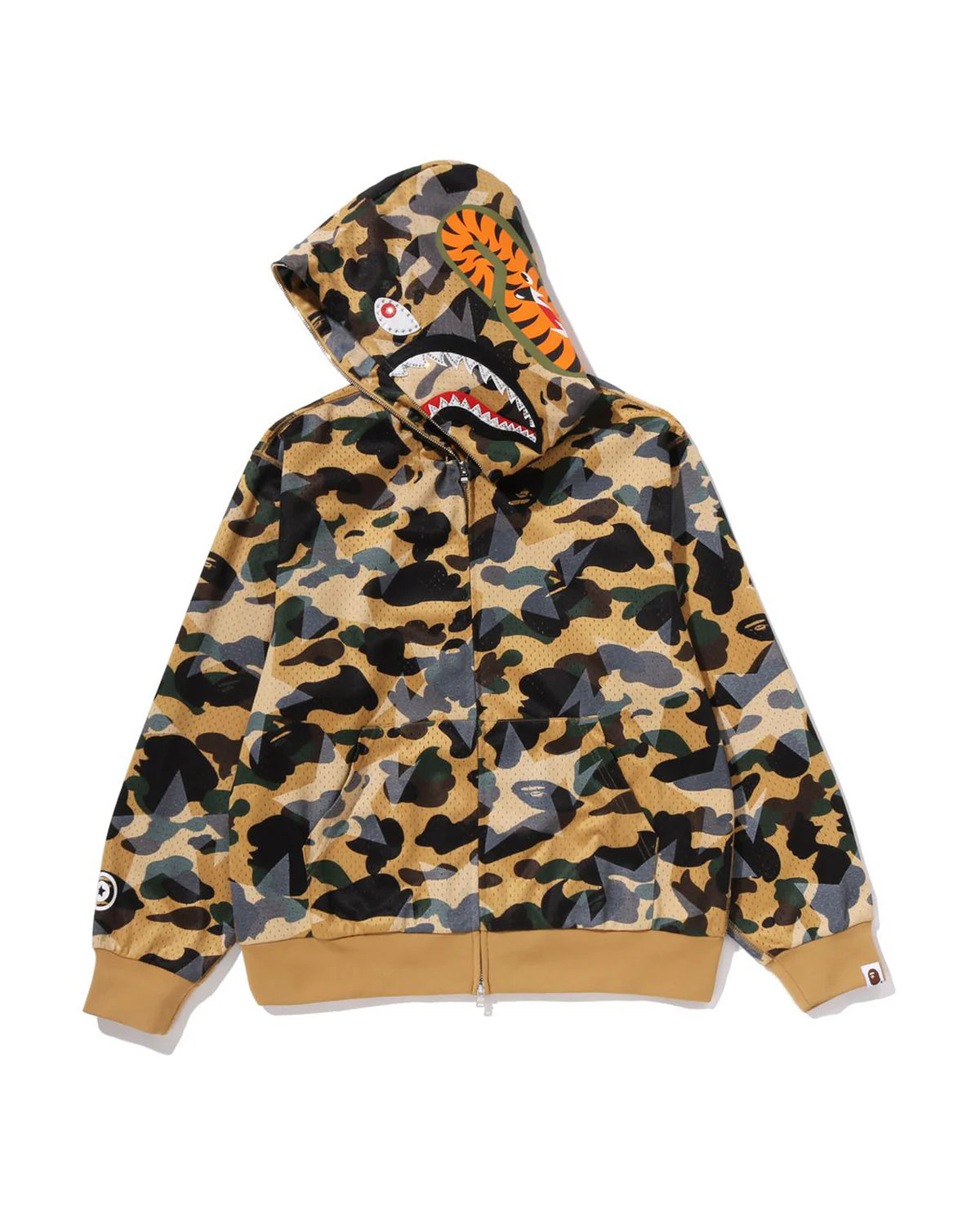 STA Over Print 1st Camo Mesh Shark Cropped Fit Full Zip Hoodie