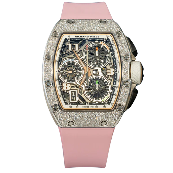 Richard Mille RM72-01 White Gold Snow Setting Flyback Chronograph