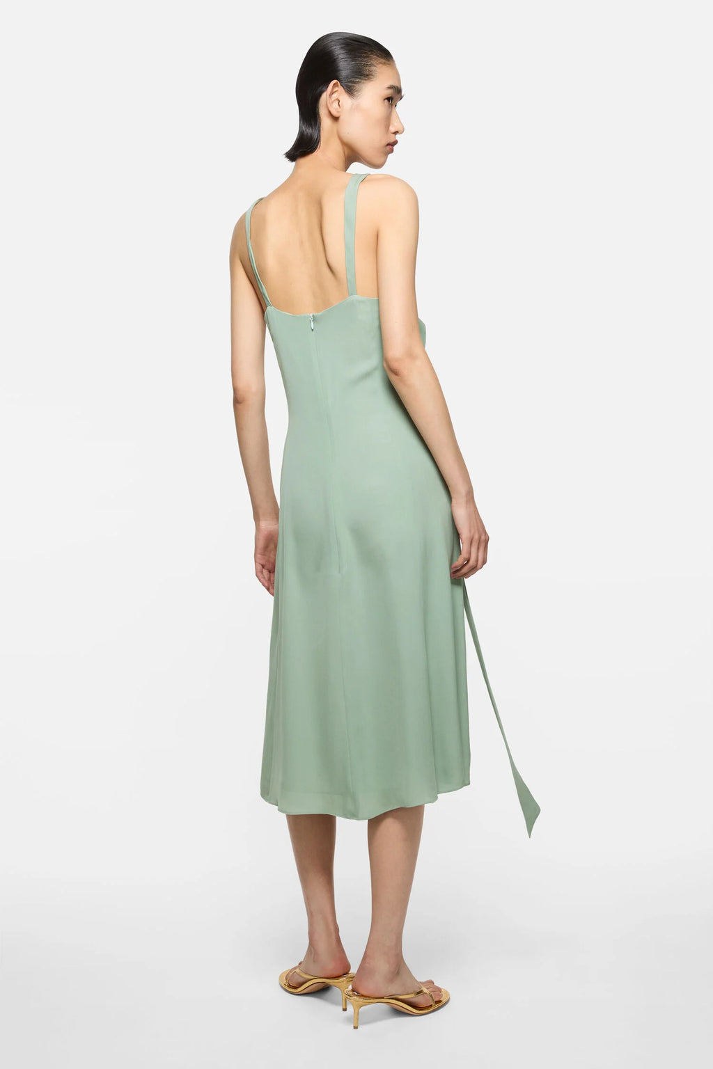 Silk midi dress with bow