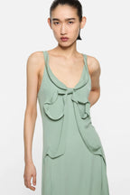Silk midi dress with bow