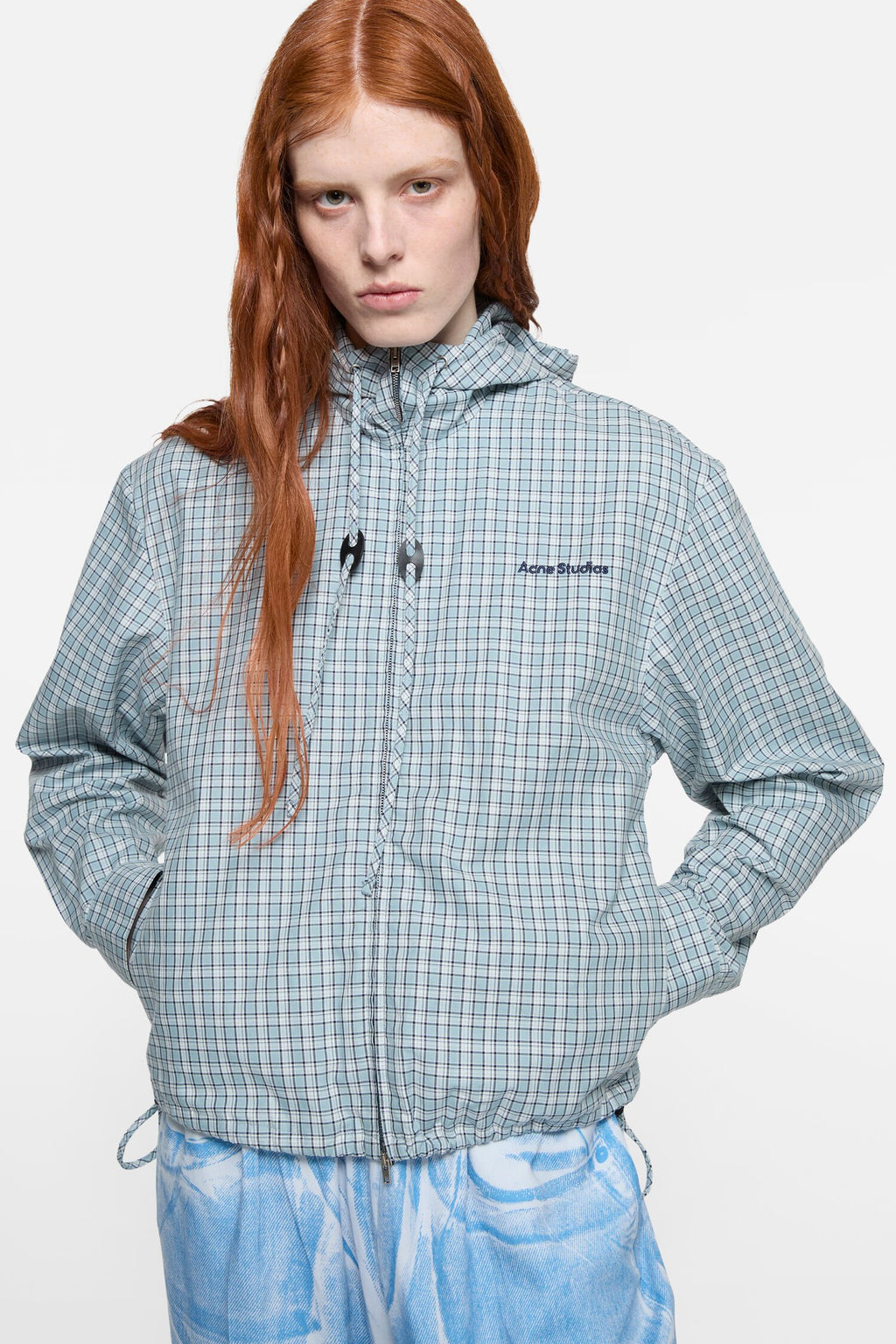 Hooded check jacket