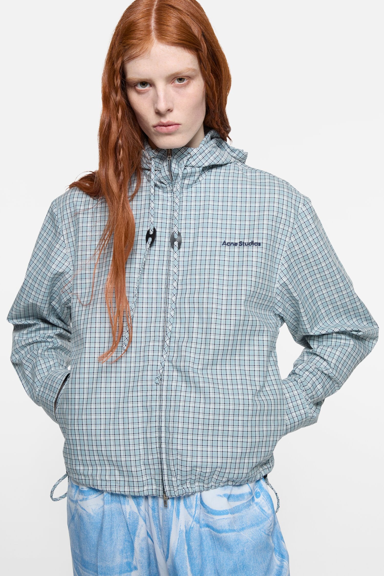 Hooded check jacket