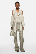 Cut-out blouse with bow