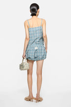 Gathered check shorts