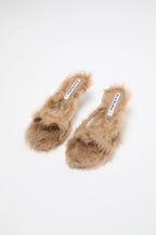 Furry kitten heel sandals
