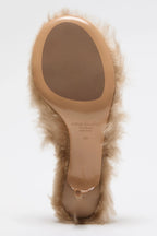 Furry kitten heel sandals