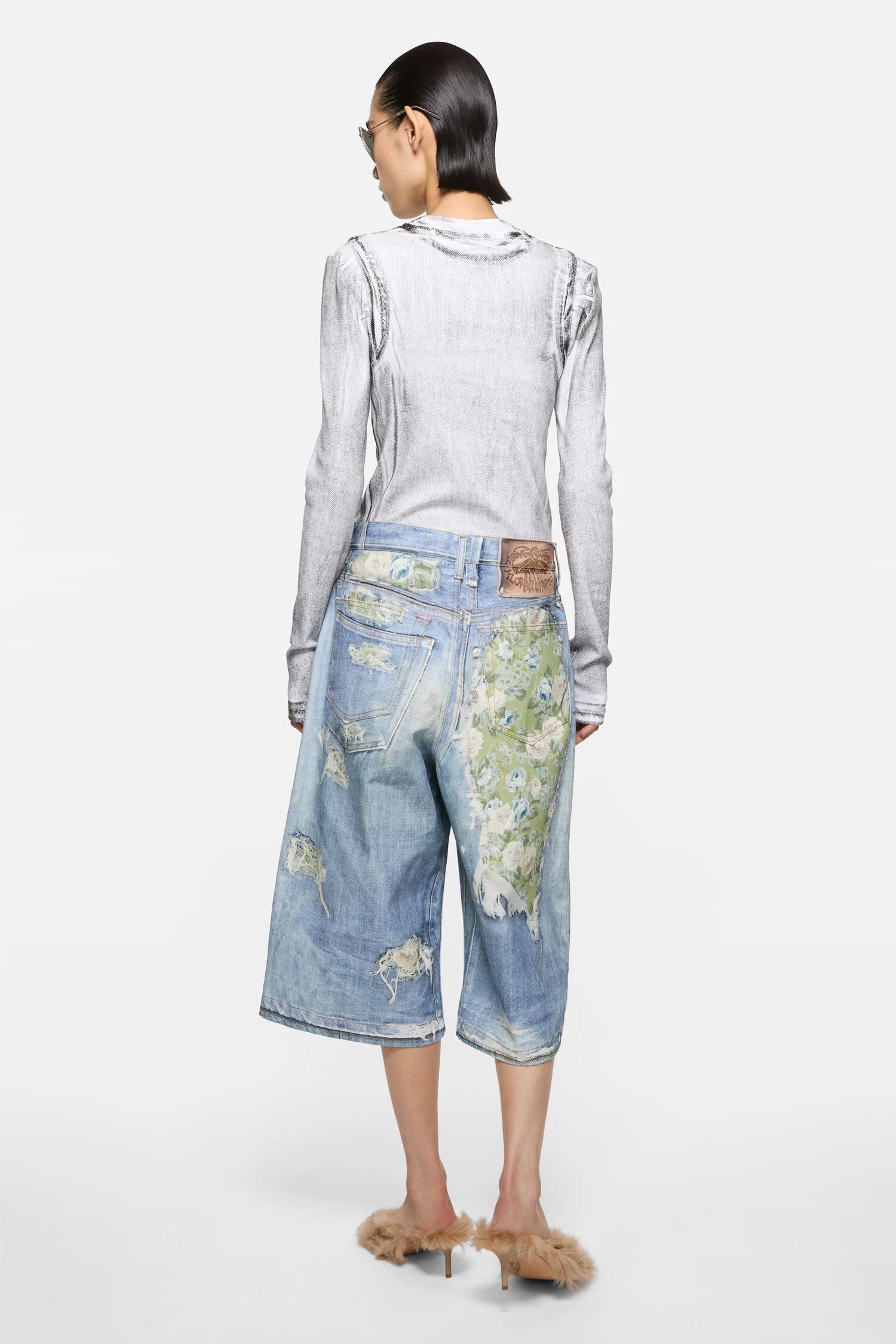 Trompe-l’œil denim shorts