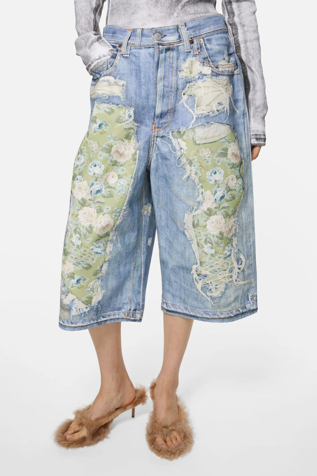 Trompe-l’œil denim shorts