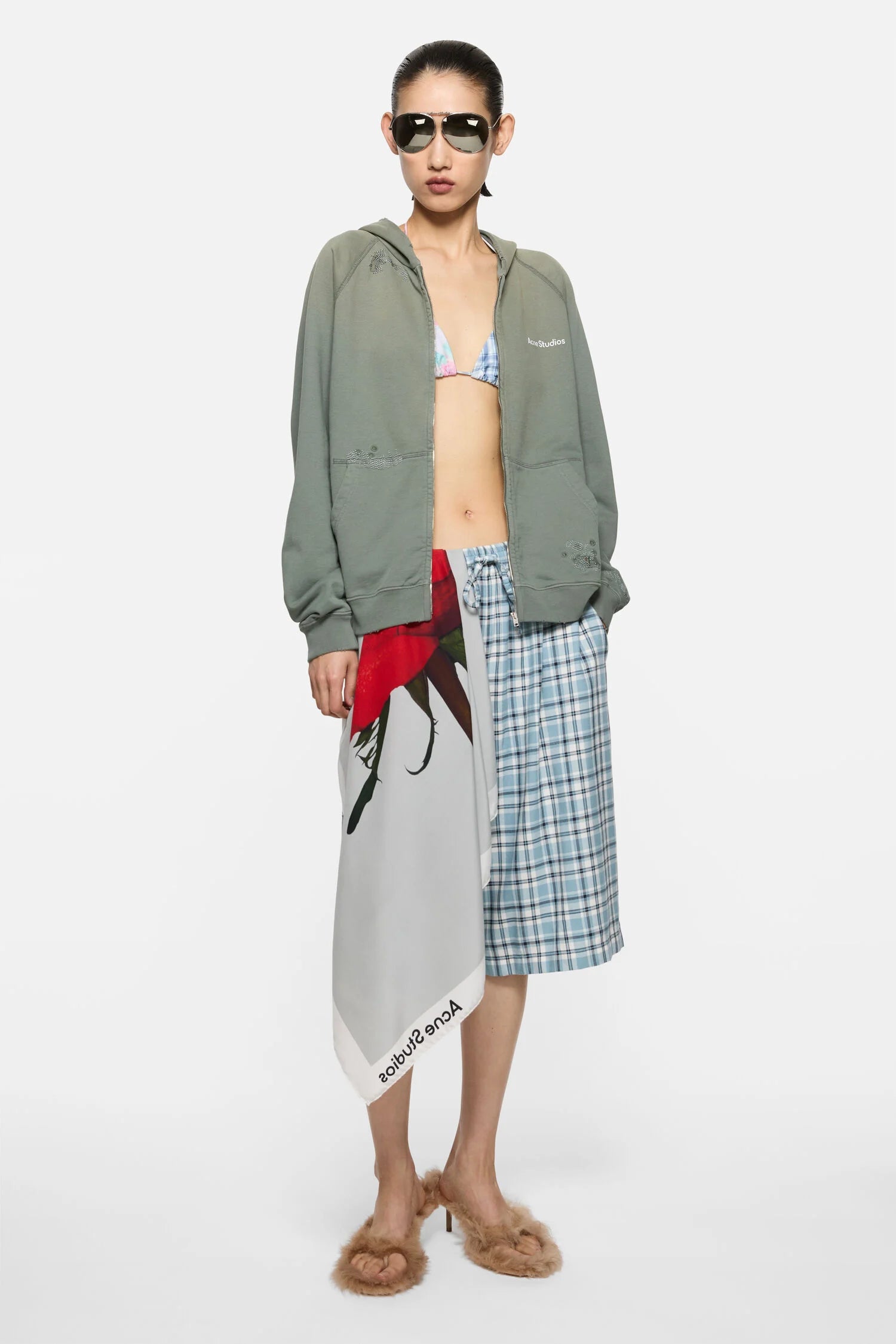 Mended fleece hoodie