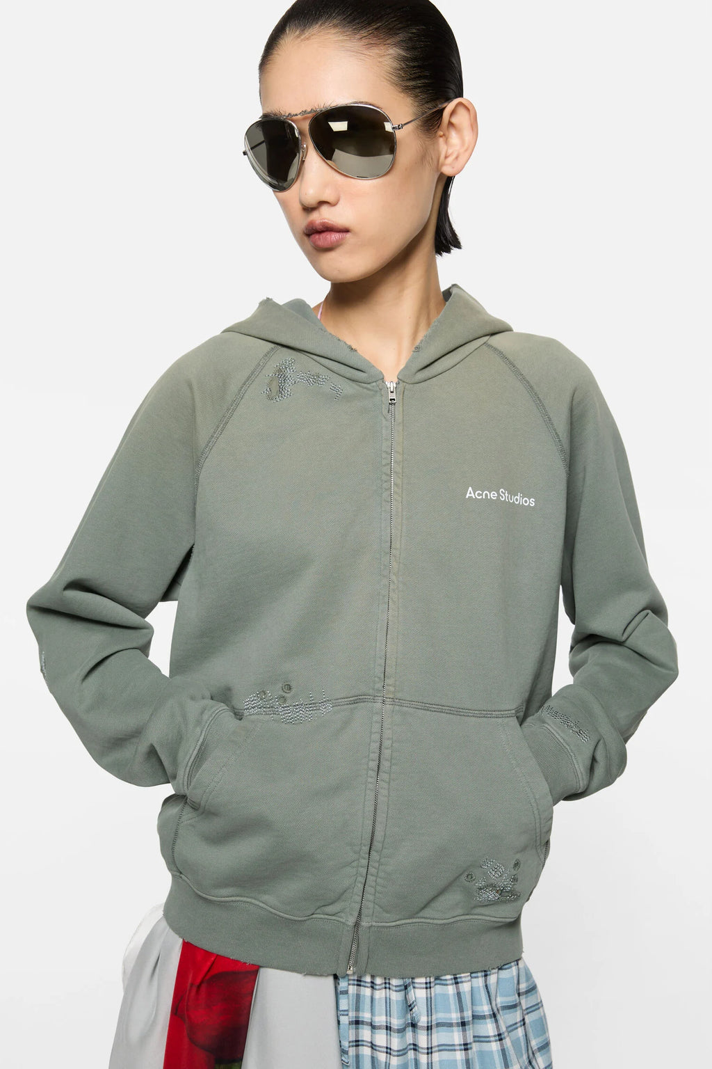 Mended fleece hoodie