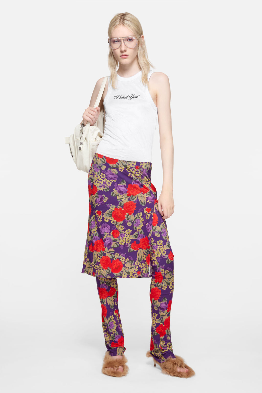 Crinkled printed tanktop
