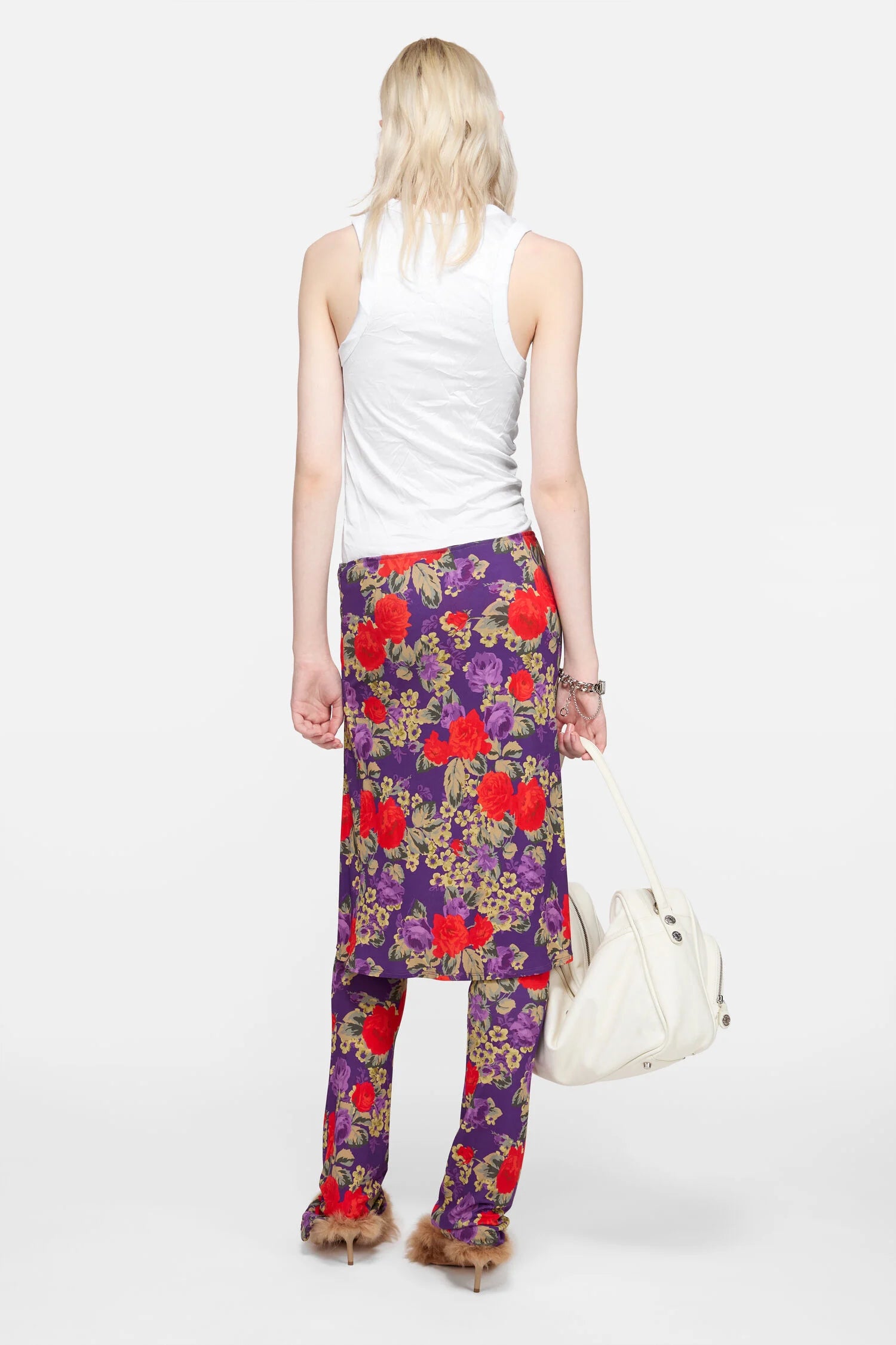 Crinkled printed tanktop