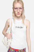 Crinkled printed tanktop
