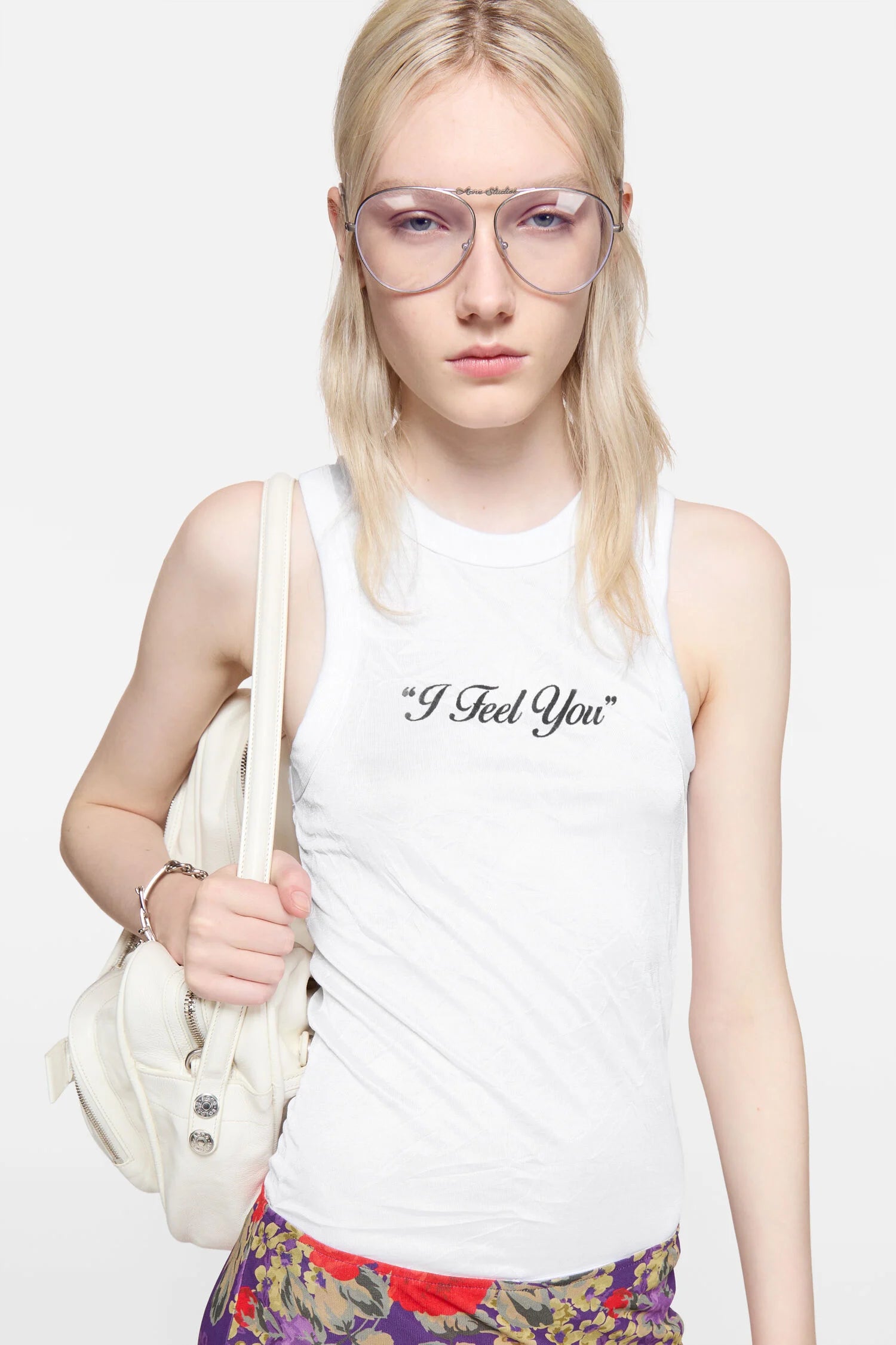 Crinkled printed tanktop