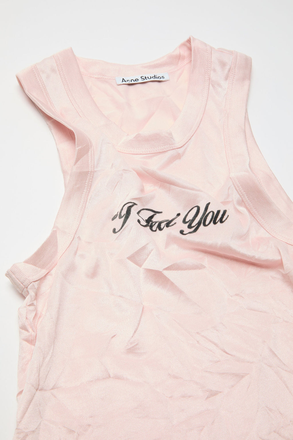 Crinkled printed tanktop