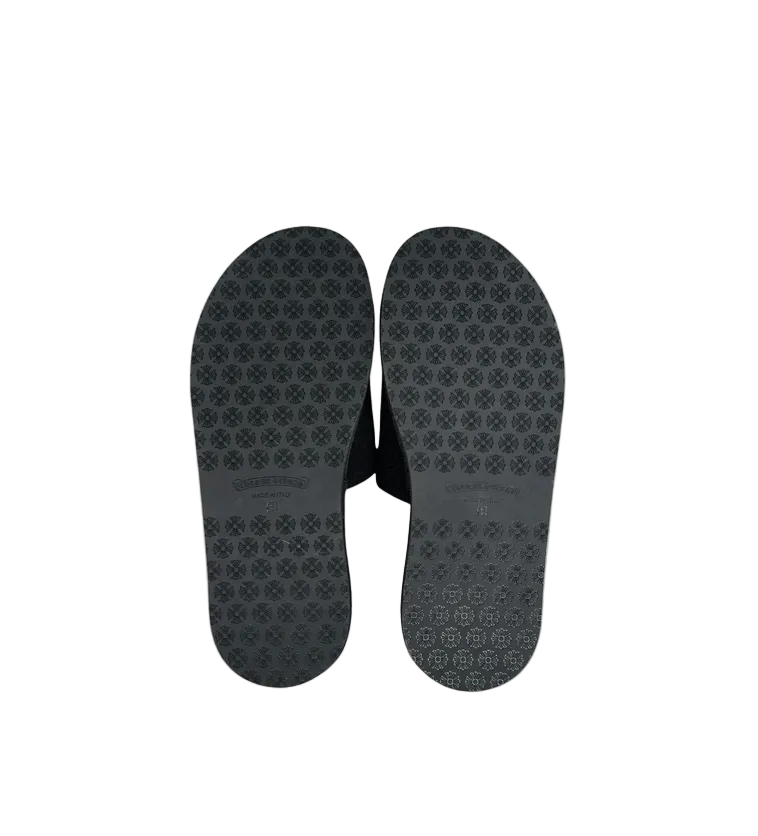 Chrome Hearts Cross Horse Shoe Logo Black Slippers