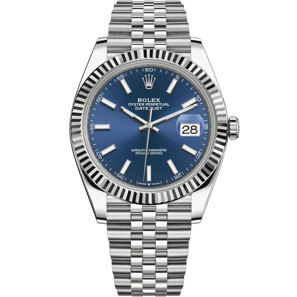 Rolex Datejust Ref. 126334 Blue Stick Dial on Jubilee Fluted Bezel
