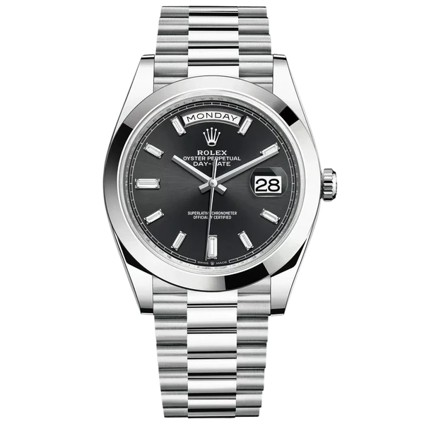 Rolex Day Date Ref. 226236A Platinum 40mm Black Baguette Dial