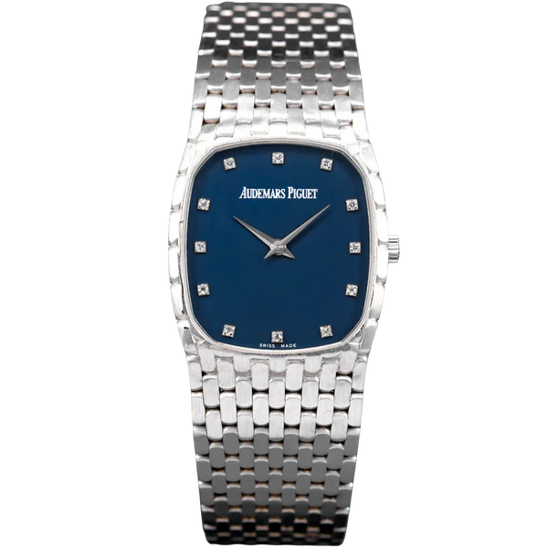 Audemars Piguet Ref. 14579BC/G.1116BC/01 28MM White Gold Vintage Ellipse Cobra Navy Blue Dial with Diamond Markers