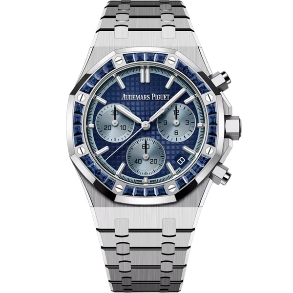 Audemars Piguet Royal Oak Chronograph Ref. 26240BC.SS.1320BC.01 41MM White Gold Blue Dial JAPAN EDITION with Factory Set Sapphire Bezel