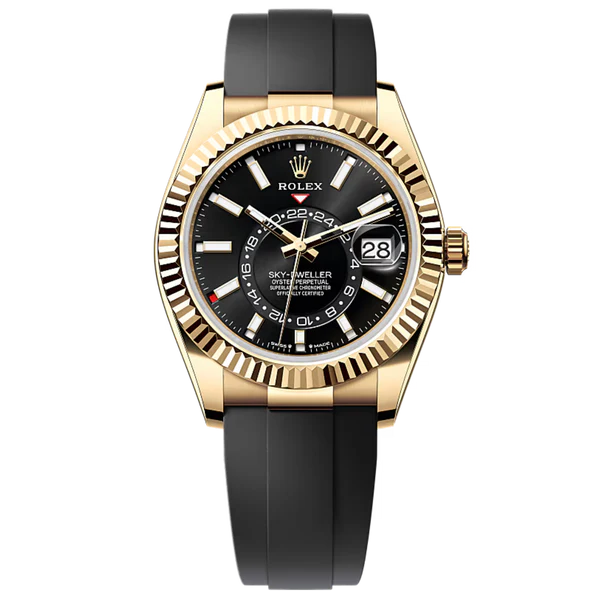 Rolex Skydweller Ref. 336238 42mm Yellow Gold Black Dial on OysterFlex
