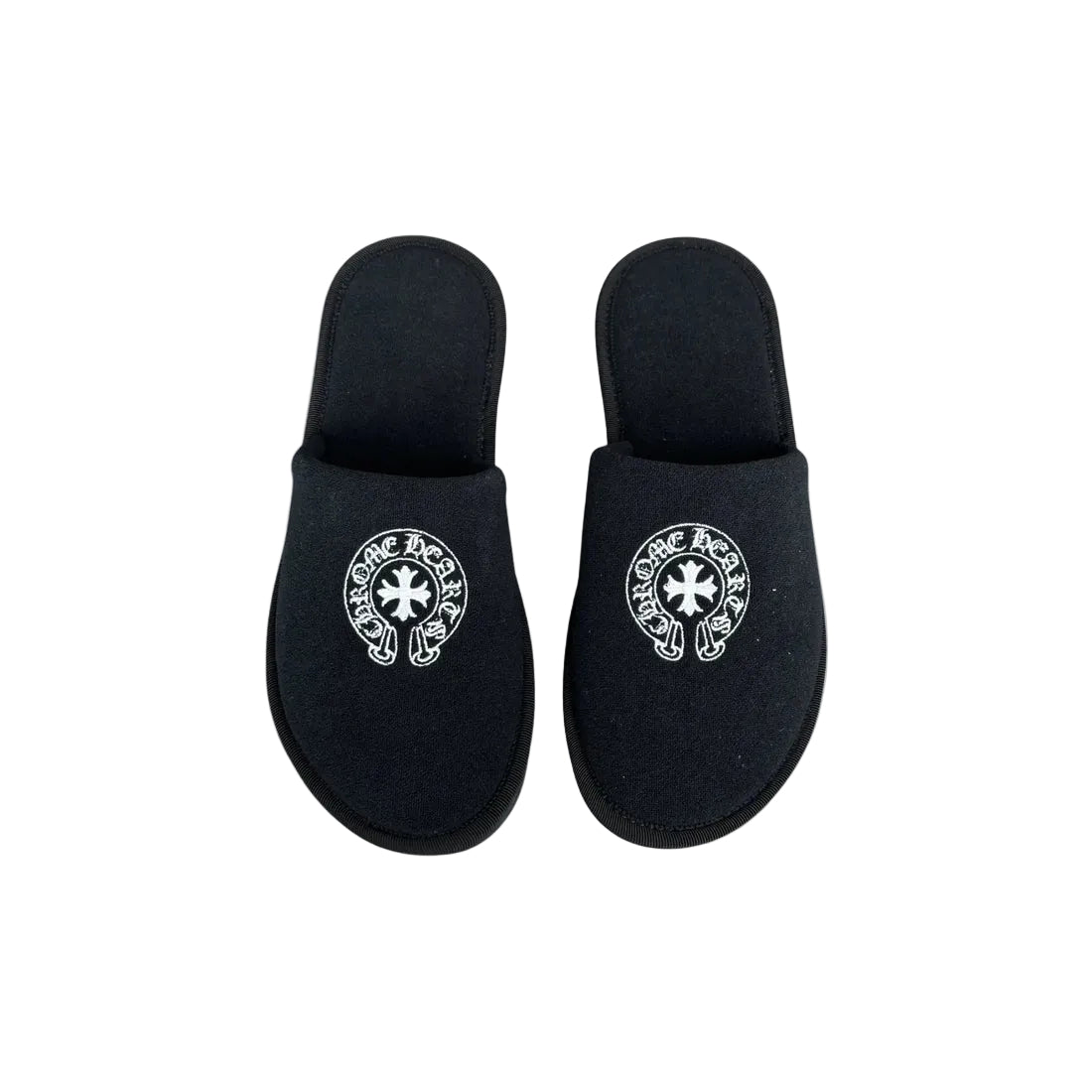 Chrome Hearts Cross Horse Shoe Logo Black Slippers