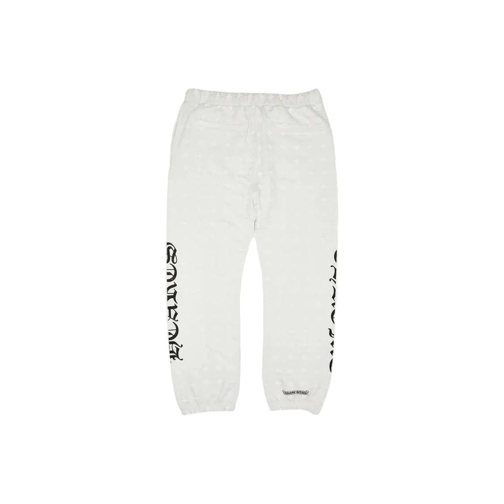 Chrome Hearts Cross Print Horse Shoe Logo White Sweat Pants
