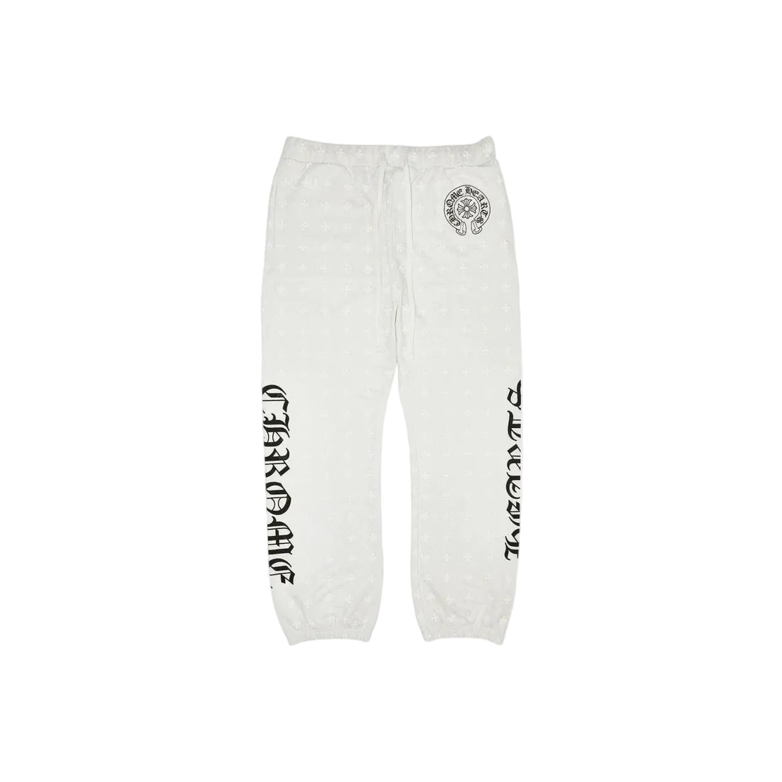 Chrome Hearts Cross Print Horse Shoe Logo White Sweat Pants