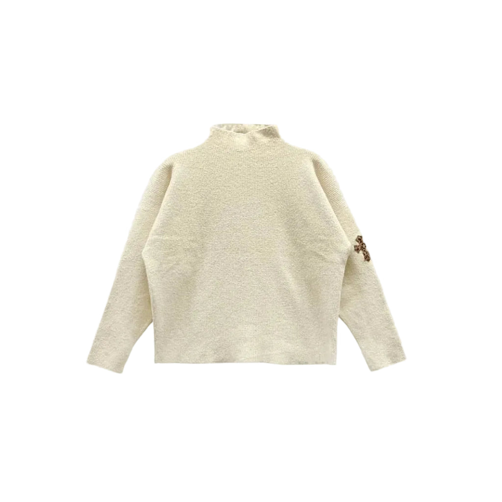Chrome Hearts Knitted Cross Patch Sweater Cream Leopard