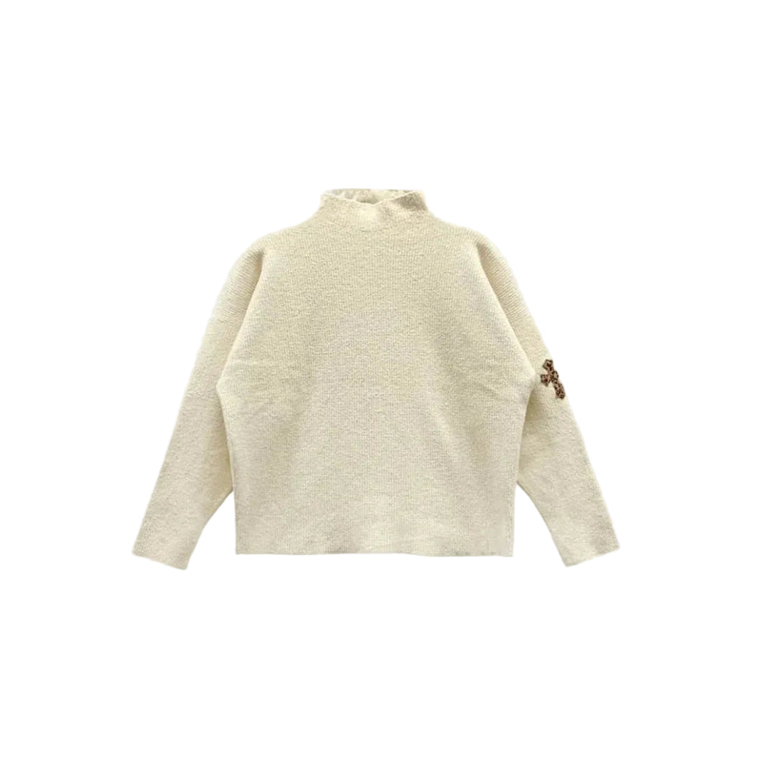 Chrome Hearts Knitted Cross Patch Sweater Cream Leopard