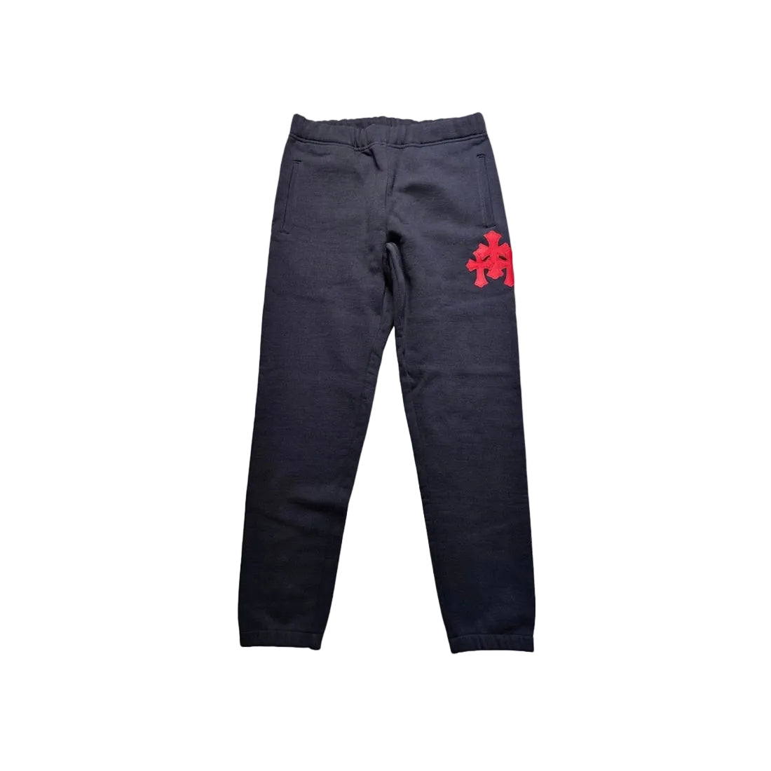 Chrome Hearts Triple Cross Logo Sweatpants, Navy Red