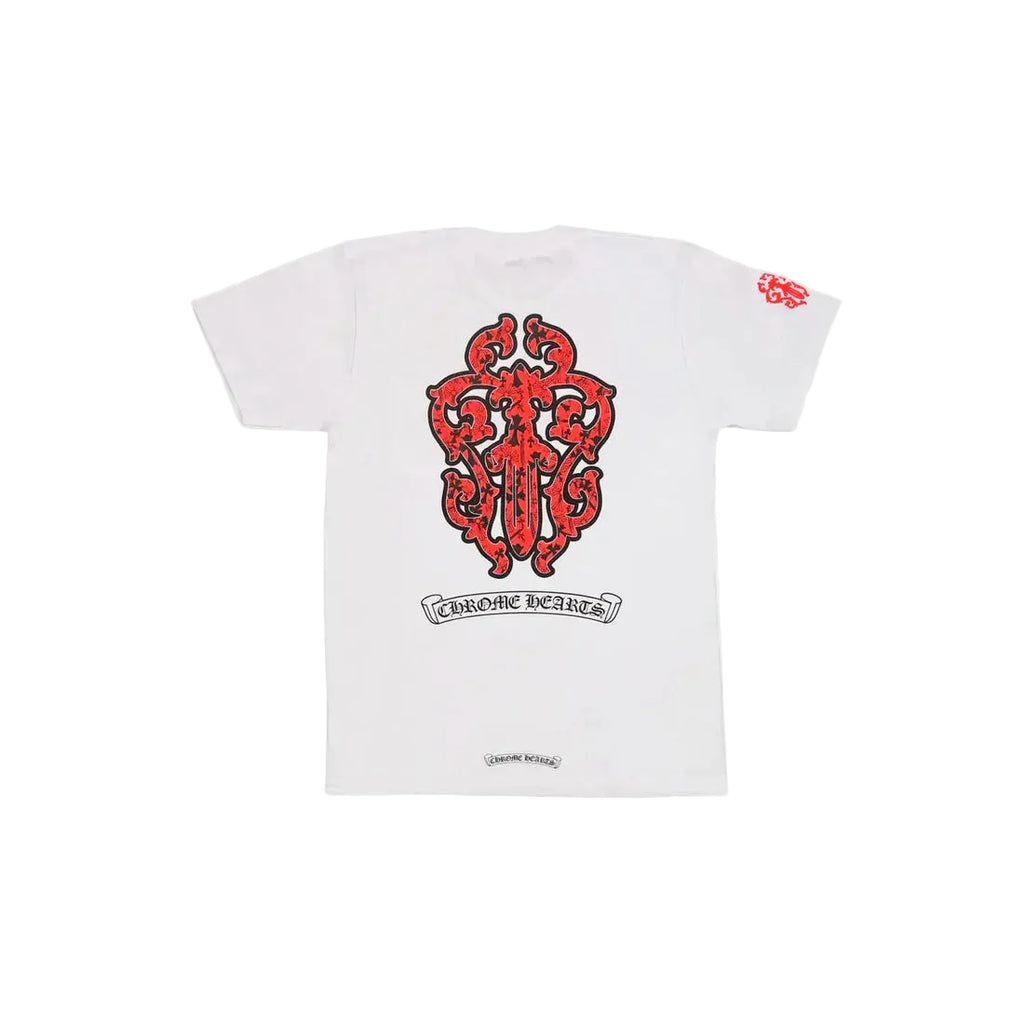 Chrome Hearts White Red Dagger Pocket Tee