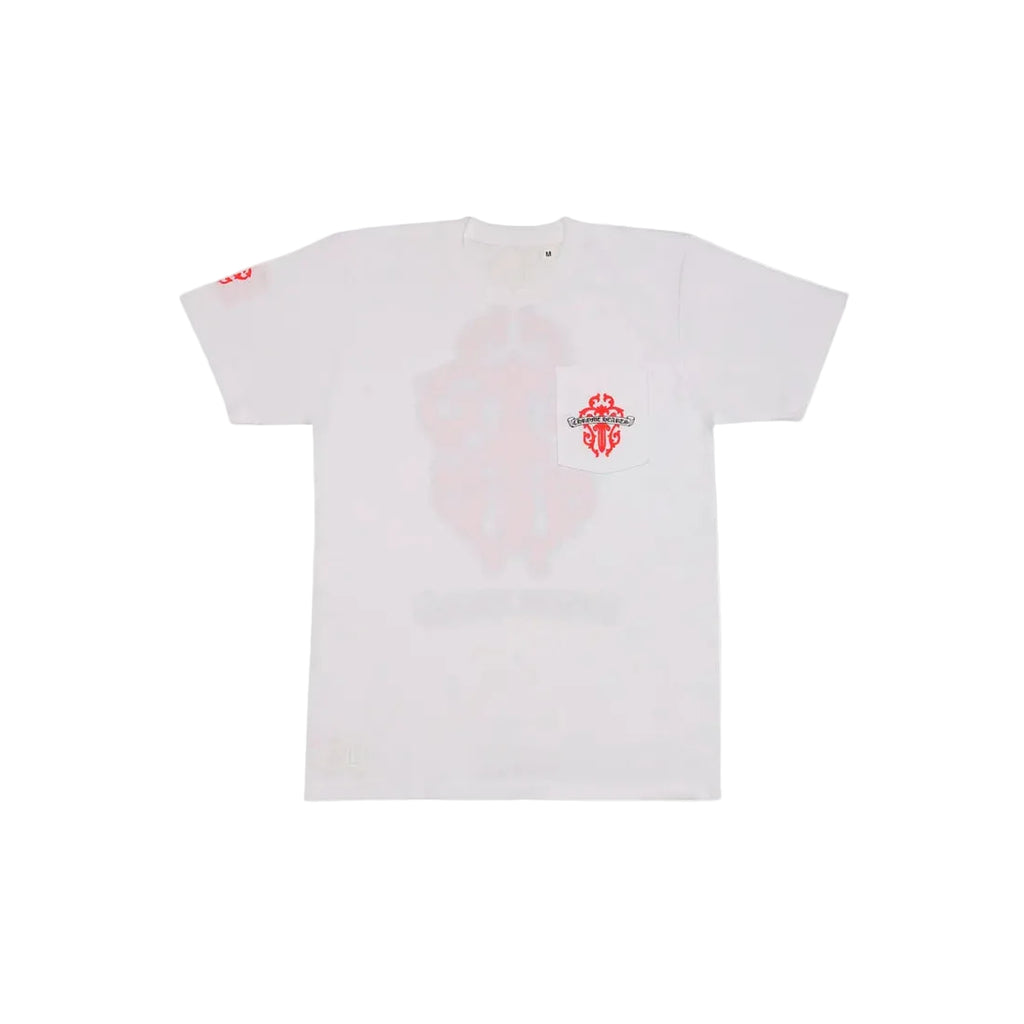 Chrome Hearts White Red Dagger Pocket Tee